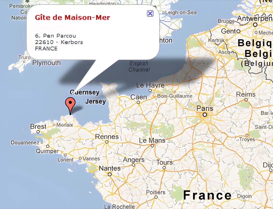 Situation du gîte en Bretagne